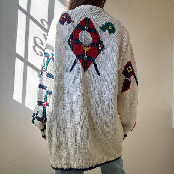 Vintage Heirlooms Golf Cardigan Large Preppy Grandpa Sweater - Picture 5 of 5